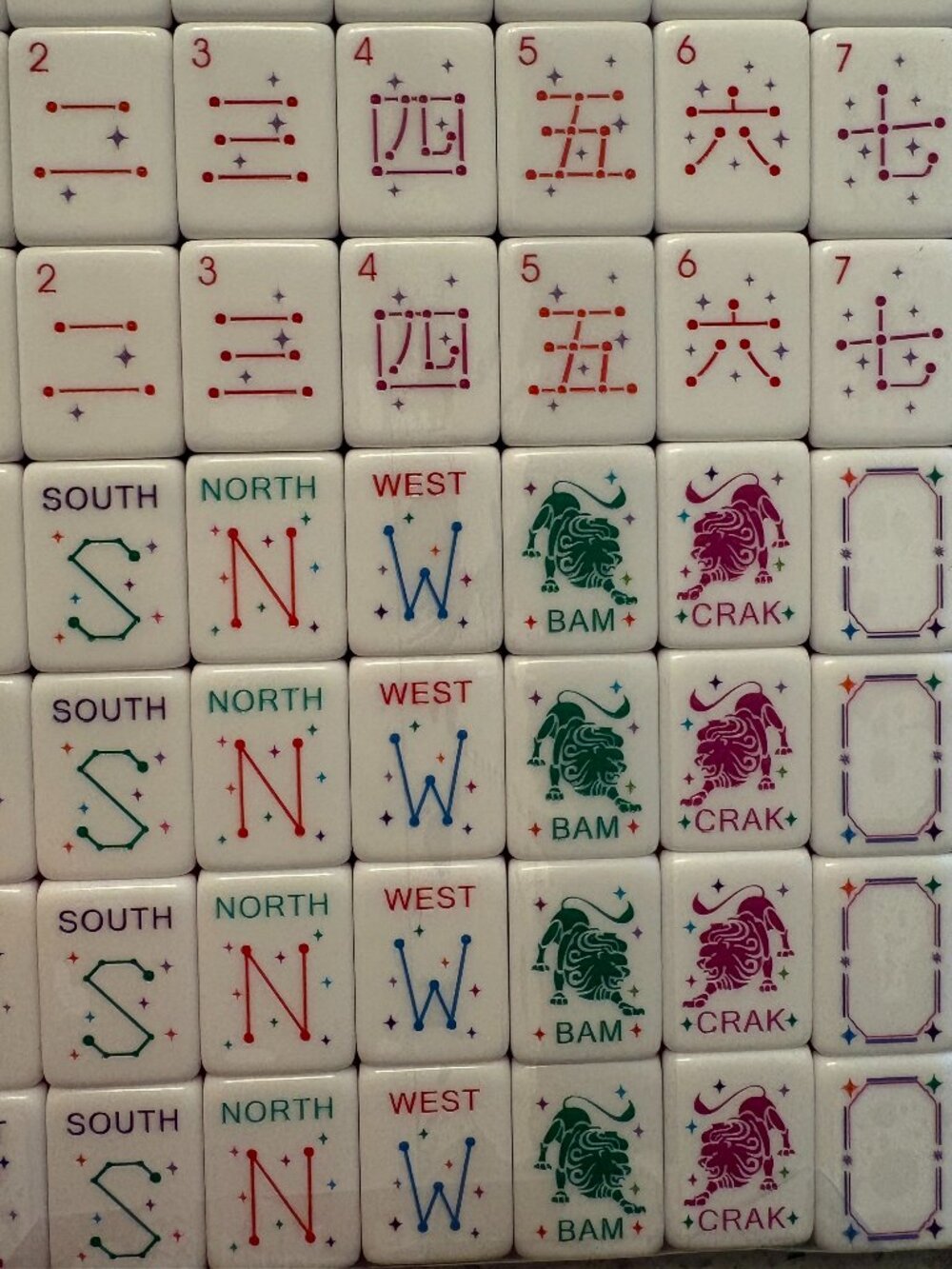 American Mahjong Set w/ Colorful Zodiac Tiles + Carrying Case NIB - Picture 3 of 4